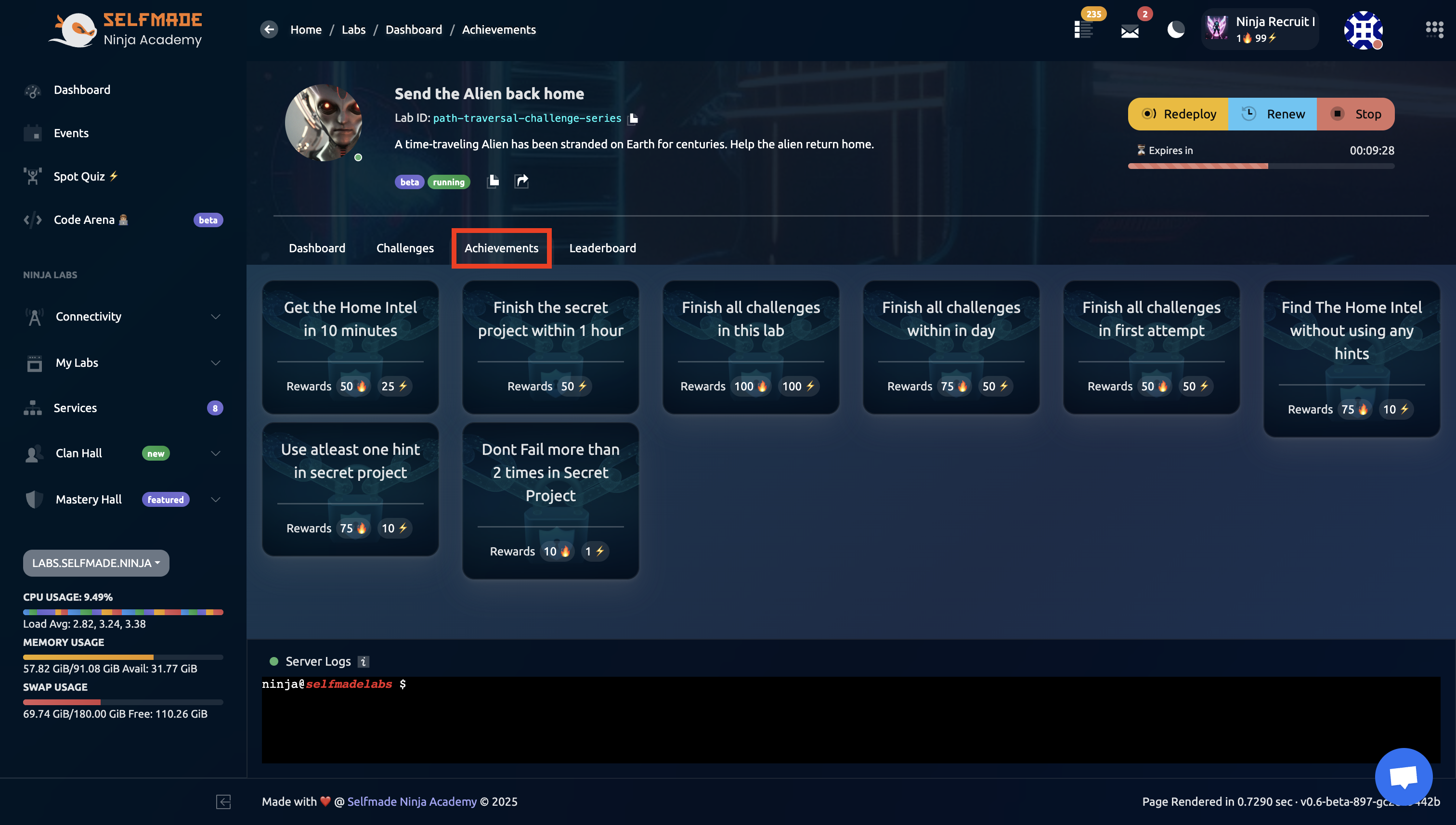 Achievements Page