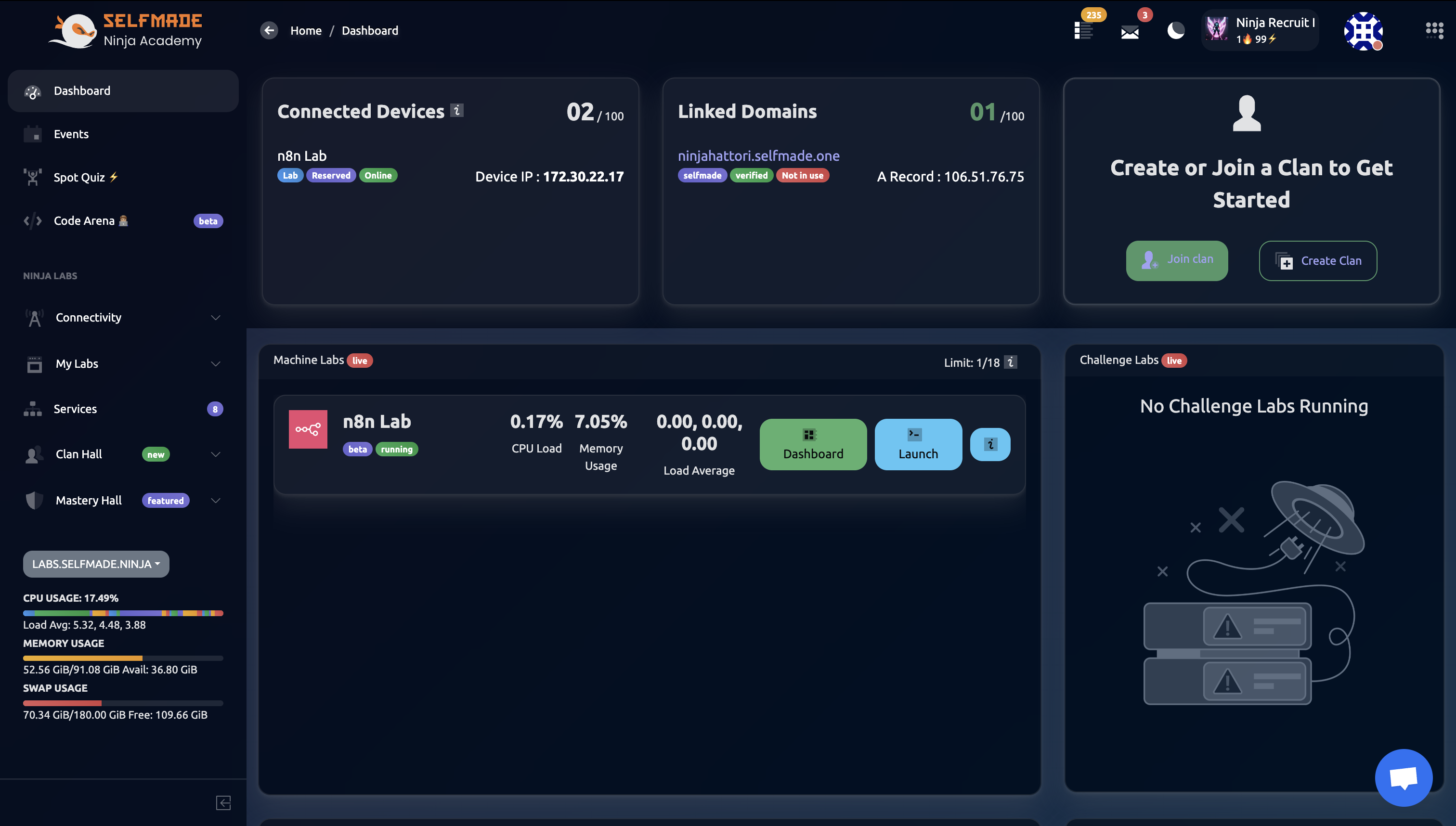 Dashboard Interface