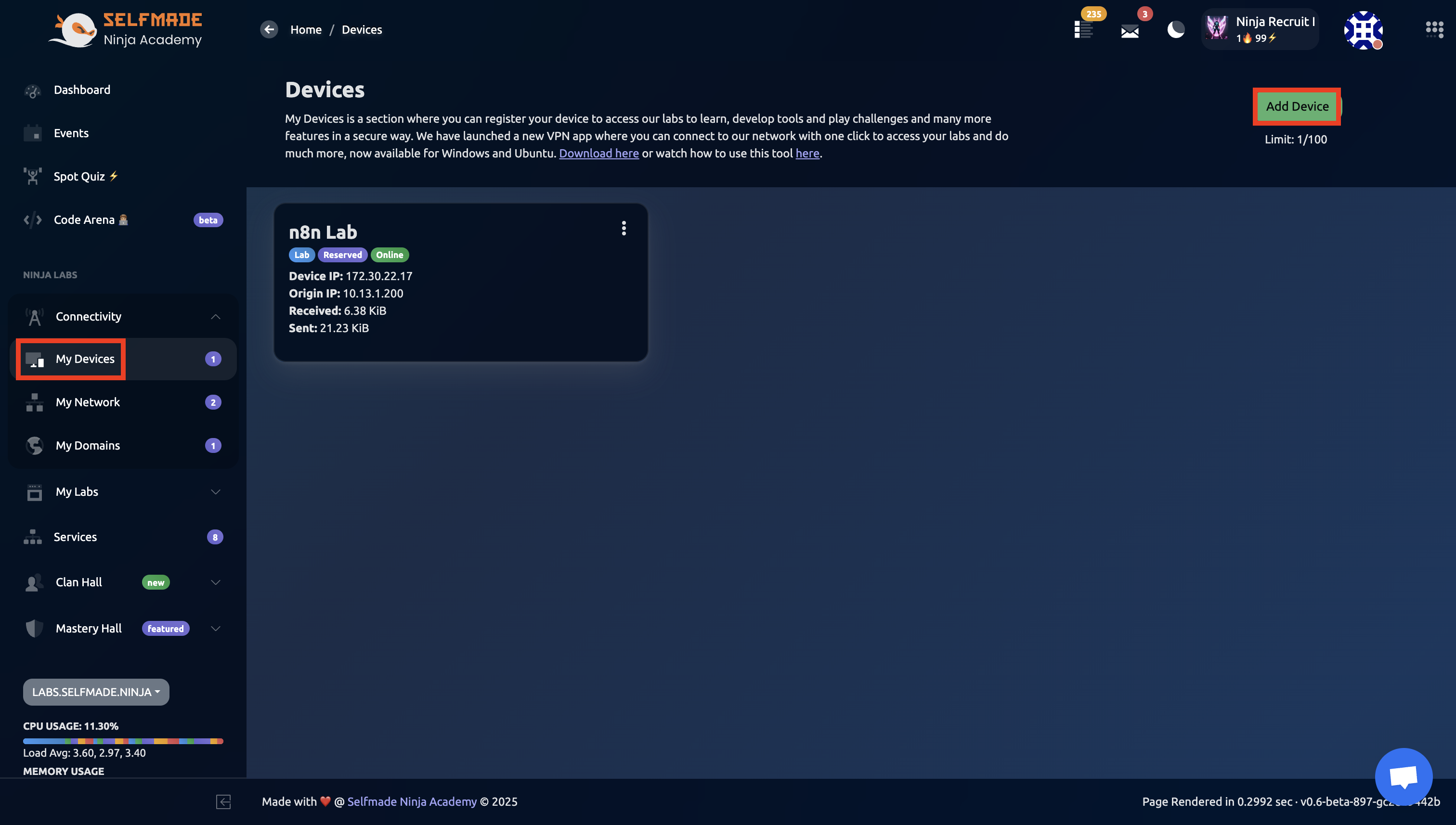 Add Device Interface