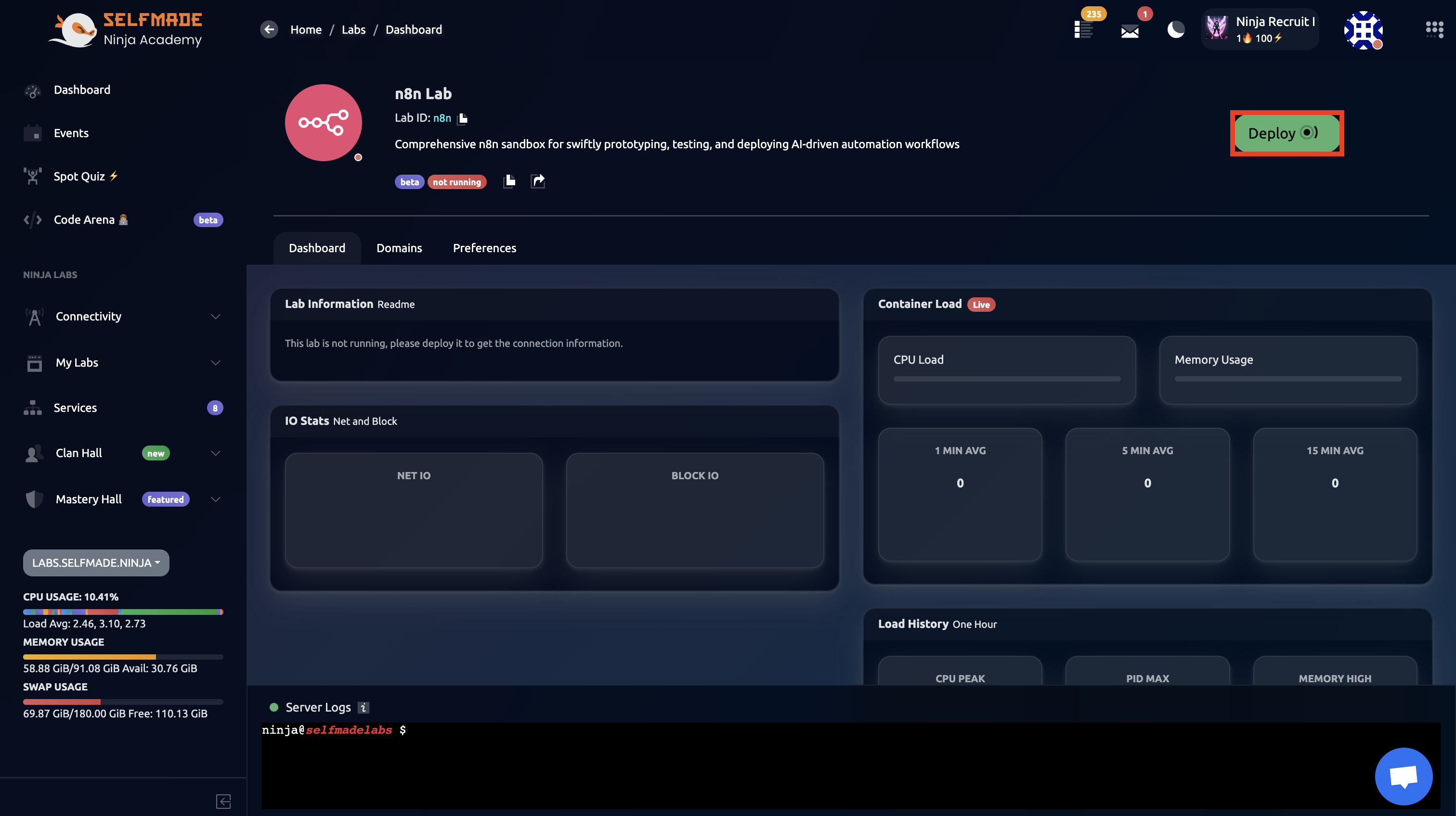 Deploy Lab Instance