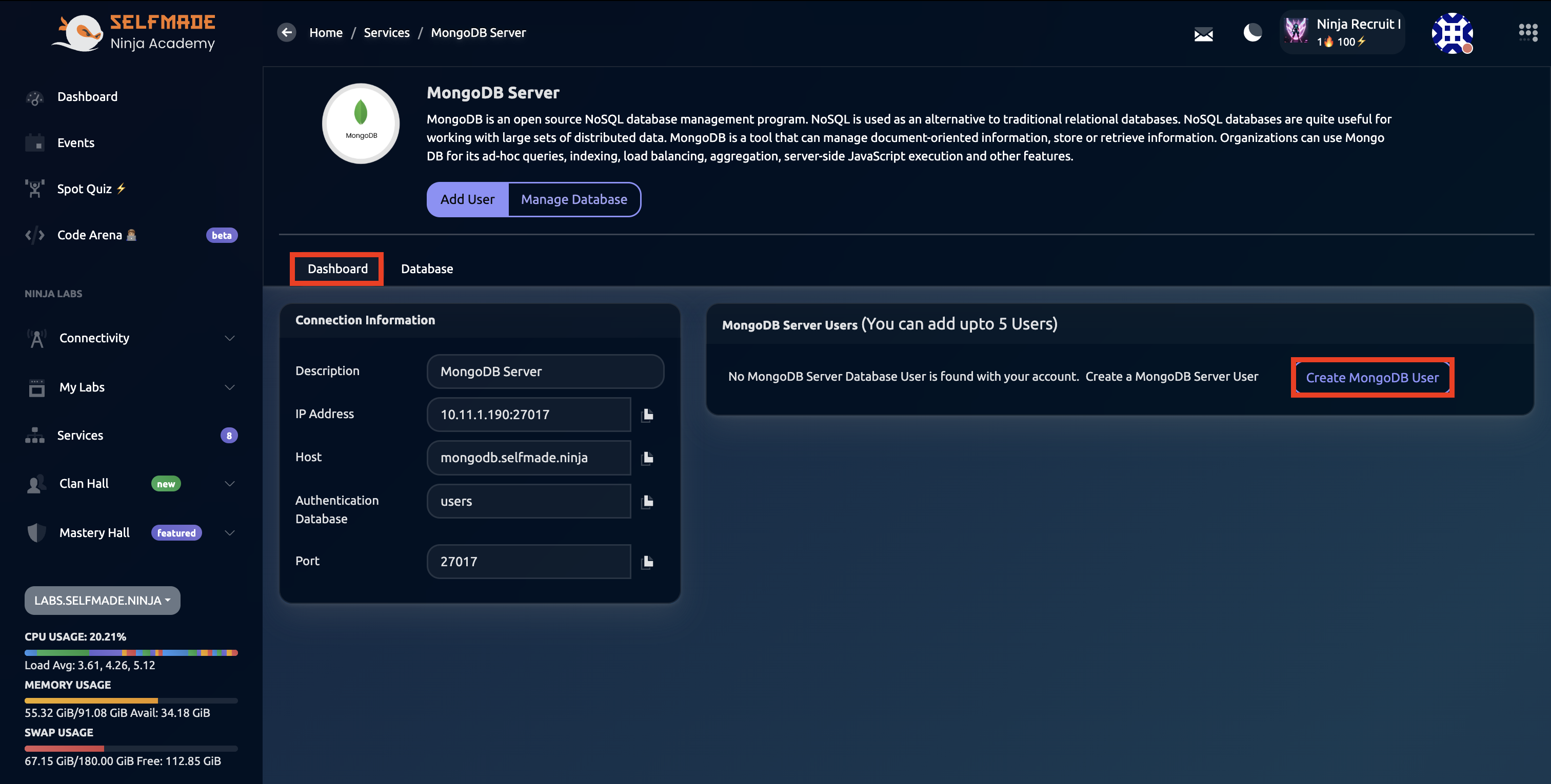 Create MongoDB User
