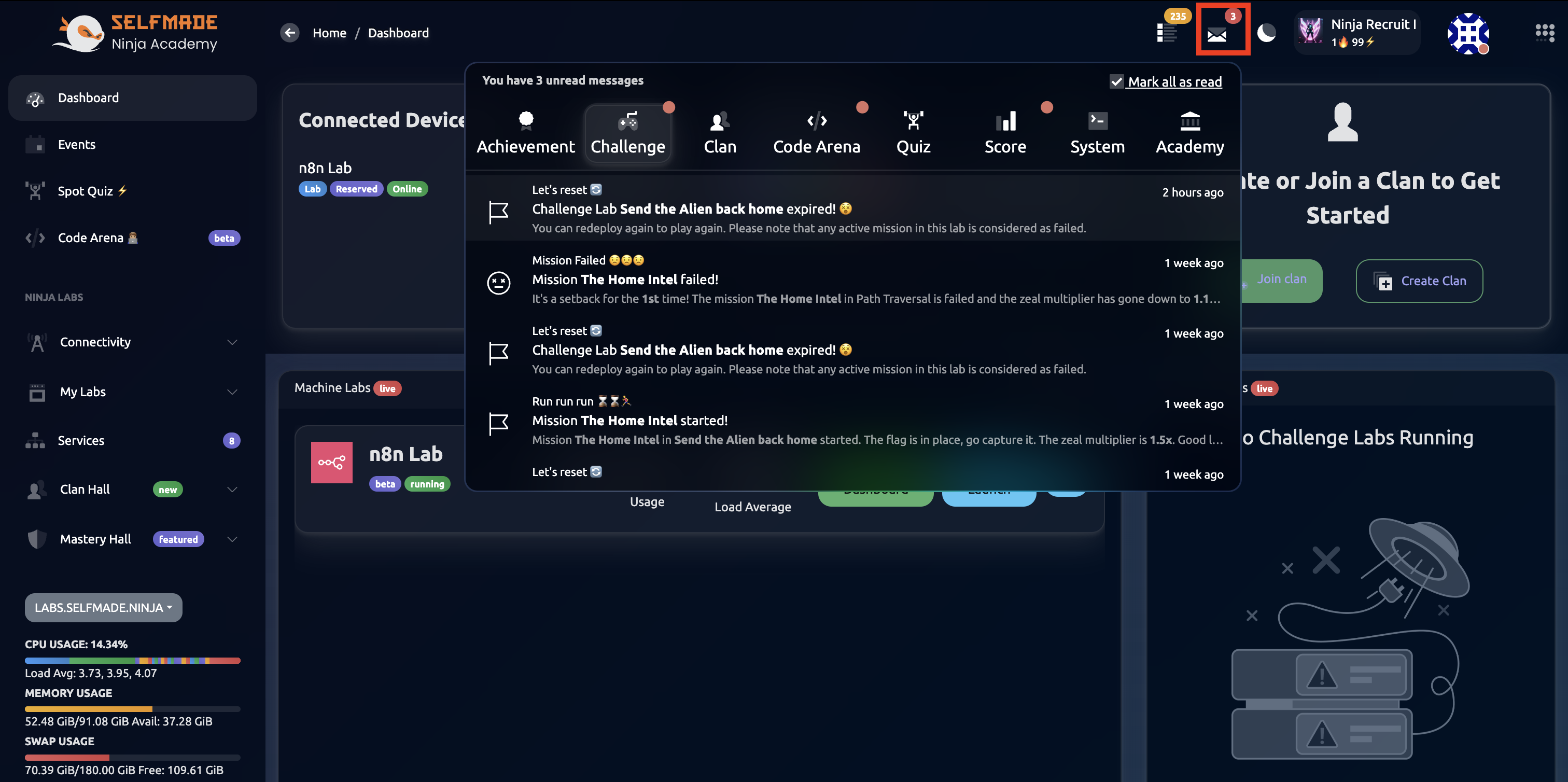 Notification Center Interface