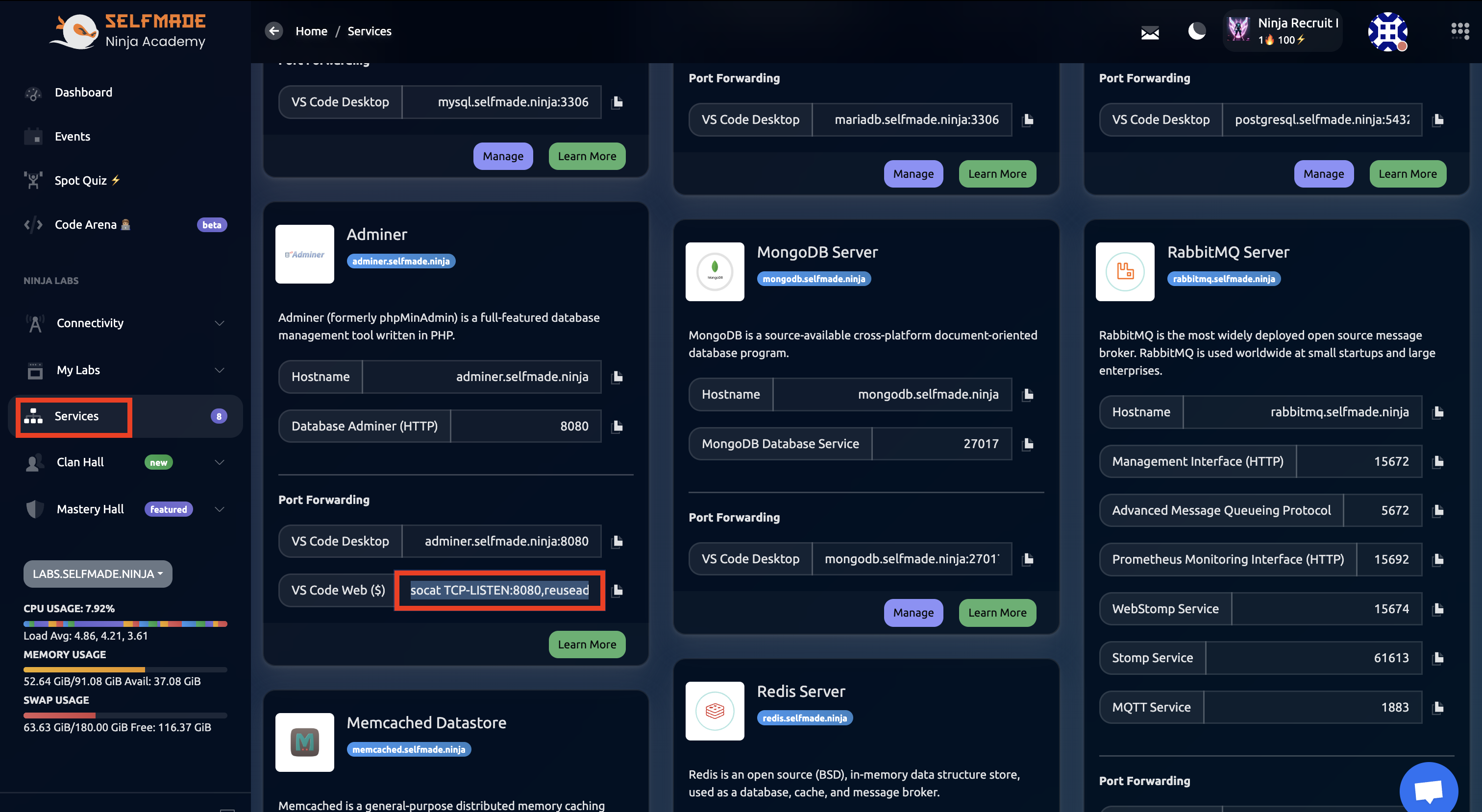 Adminer Port Forwarding