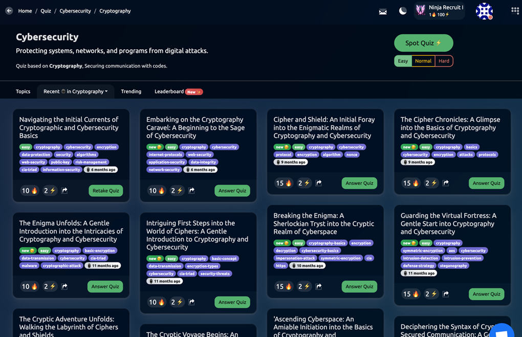 Quiz Progress and Results