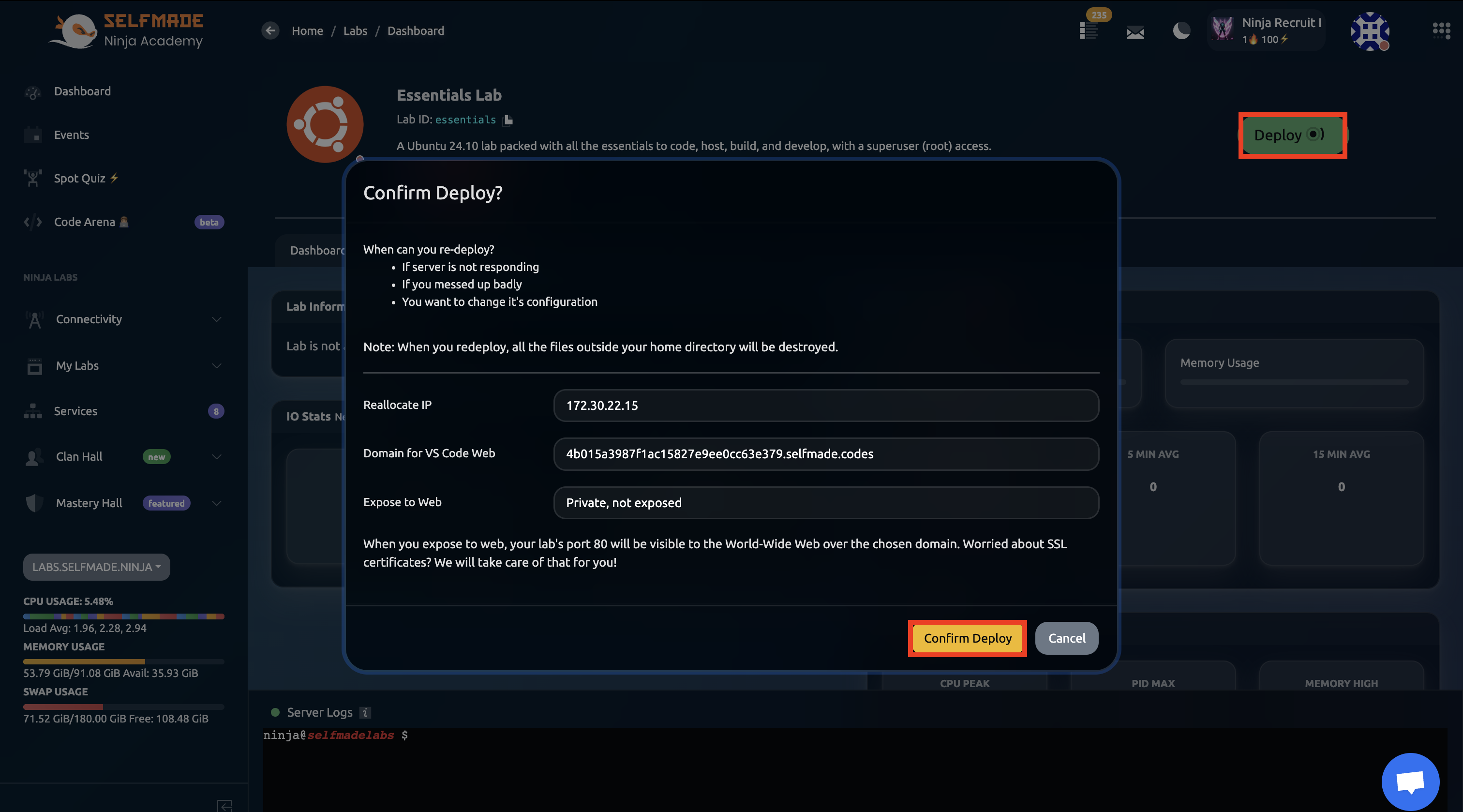 Deploy Confirmation