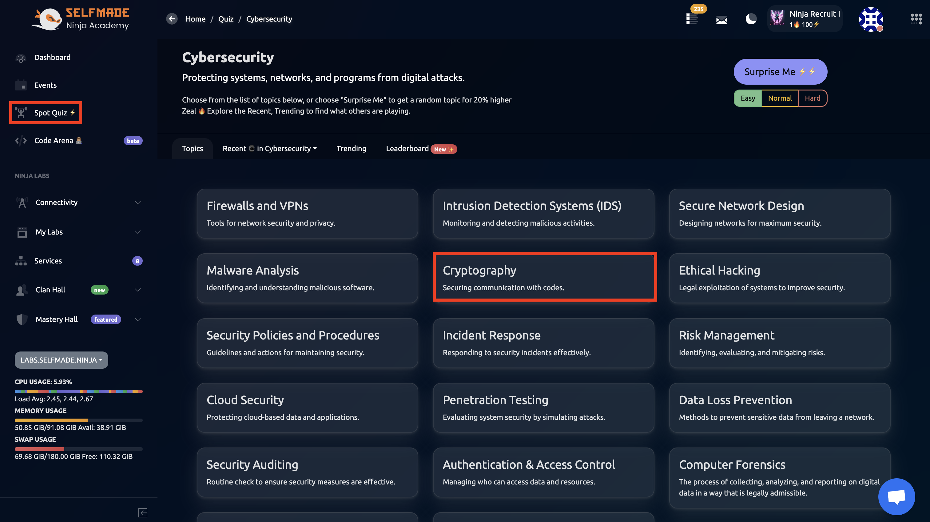 Cryptography Quiz Selection