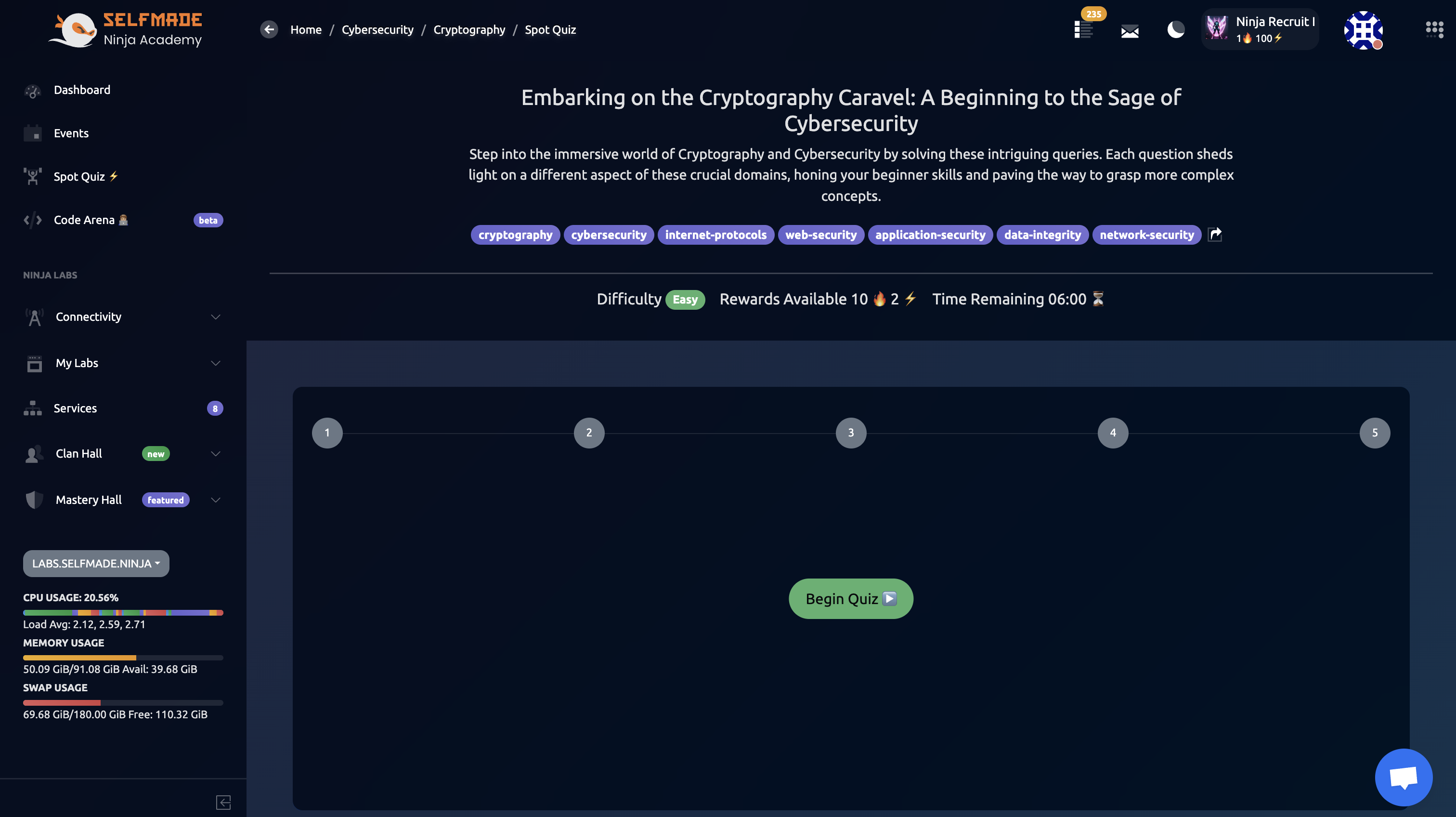 Quiz Start Interface