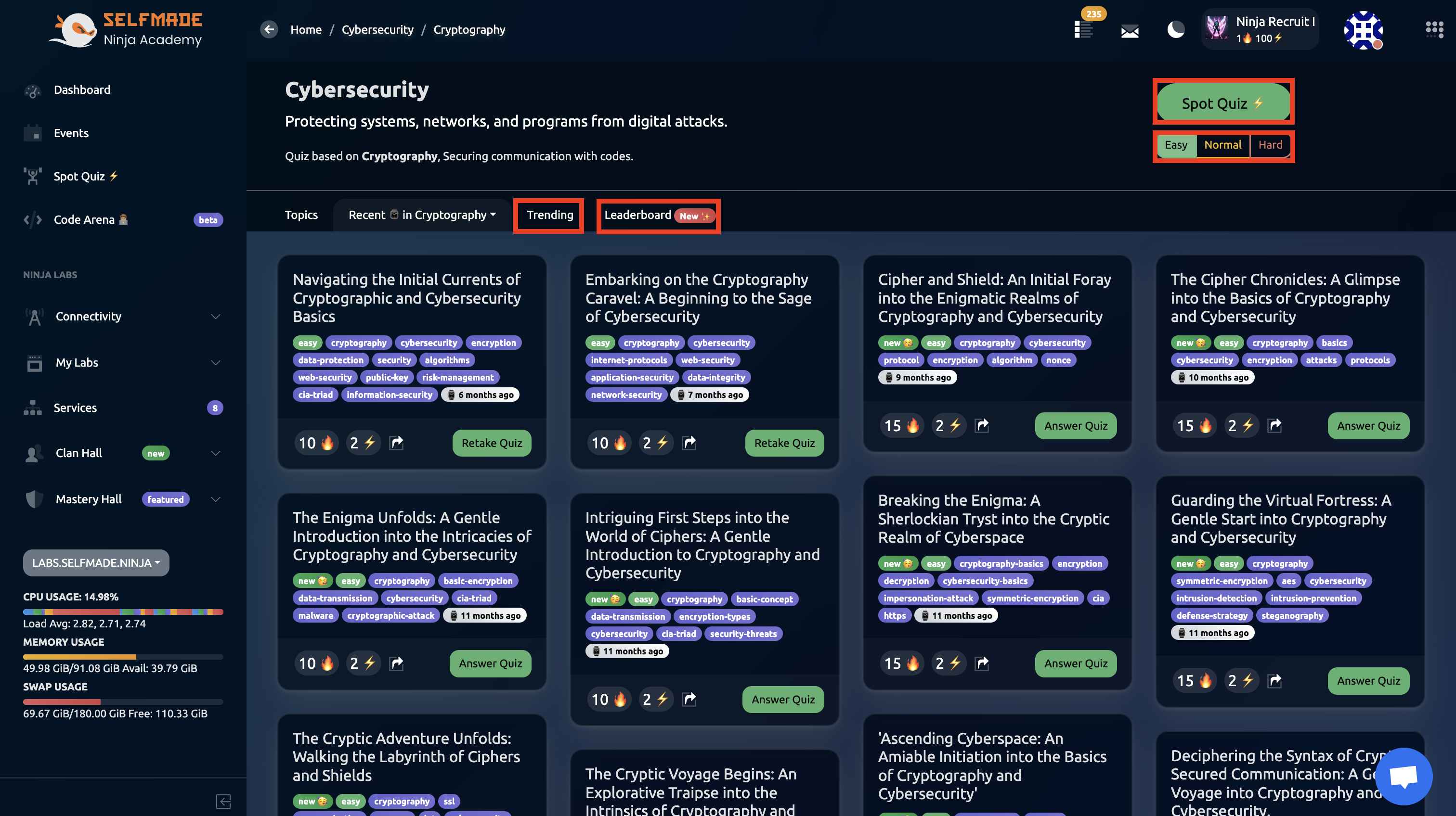 Quiz Features and Filters